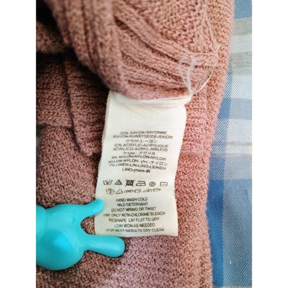 Free People Tunic Womens Small Mauve Crisscross V Neck Hi Low Slits Knit Sweater - Picture 5 of 5